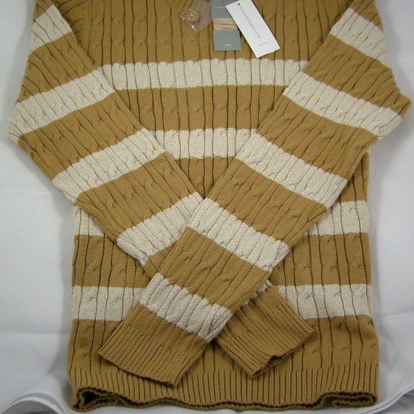 Charter Club Tan & Ivory Stripe Sweater - Picture 3 of 7